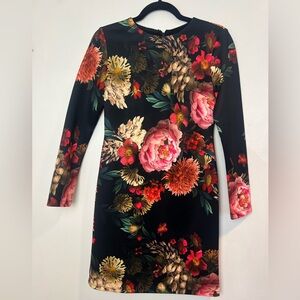 Floral long sleeve classy mini dress